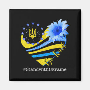 Sonnenblumenherz Ukrainische Fahne steht freundlic Magnet