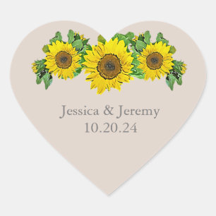 Sonnenblumenherzen Herz-Aufkleber