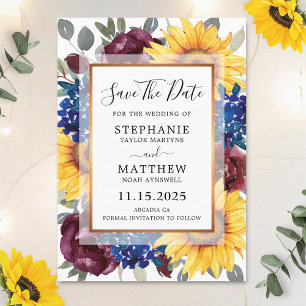 Sonnenblumenhochzeit der Marine Burgund Save The Date
