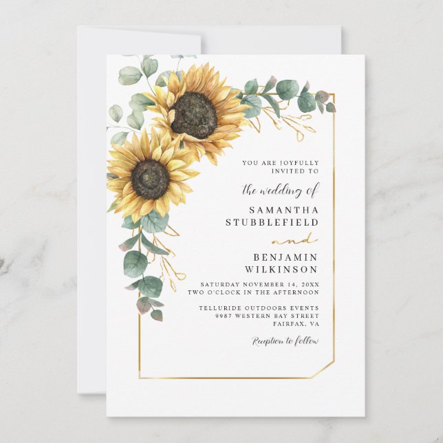 Sonnenblumenhochzeit Einladung (Vorderseite)