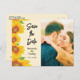 Sonnenblumenhochzeit Foto Save the Date Postkarte