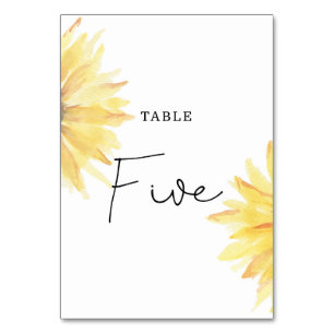 Sonnenblumenhochzeit Fünf Tischnummern