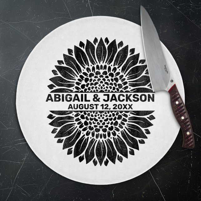 Sonnenblumenhochzeit Individuelle Name & Datum Schneidebrett (Von Creator hochgeladen)