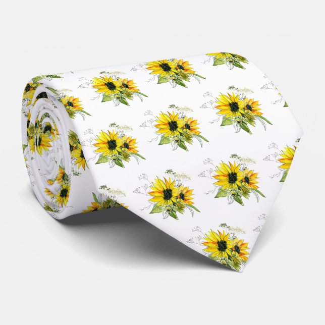 Sonnenblumenhochzeit Neck Tie Krawatte (Gerollt)