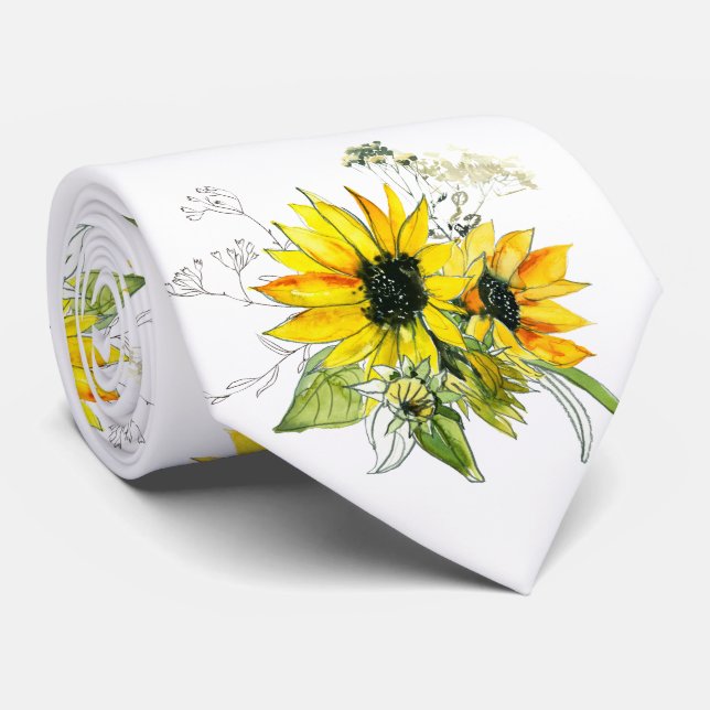 Sonnenblumenhochzeit Neck Tie Krawatte (Gerollt)