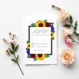 Sonnenblumenhochzeit Rose RSVP Karte