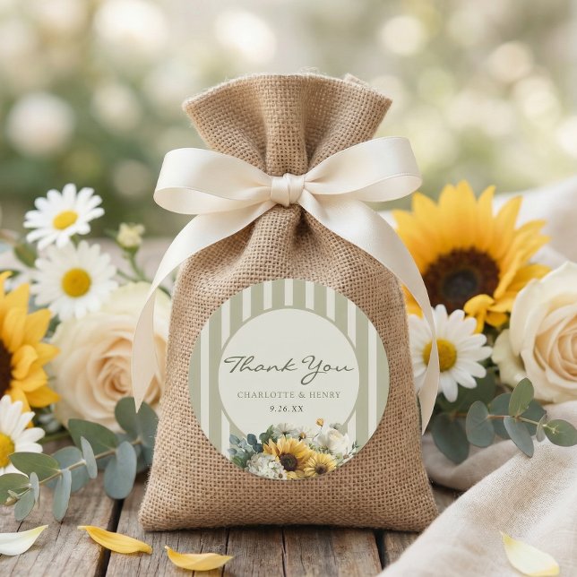Sonnenblumenhochzeit Runder Aufkleber (Von Creator hochgeladen)