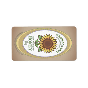 Sonnenblumenhoney-Etikett an der Oval Kraft-Grenze Adressaufkleber