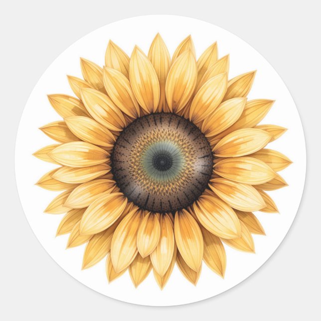 Sonnenblumenillustrierung Runder Aufkleber (Vorderseite)