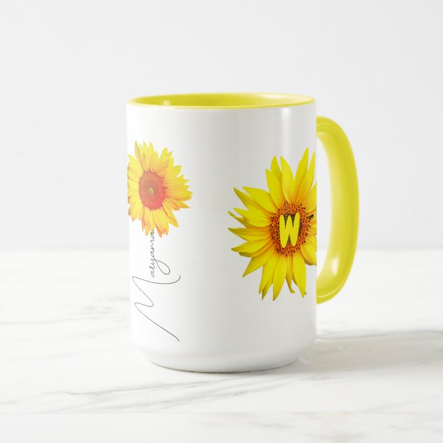 Sonnenblumenkaffee-Tasse für sie (Name Monogramm-Z Tasse (VorderseiteRechts)