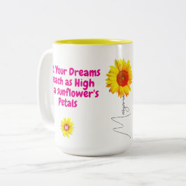 Sonnenblumenkaffee-Tasse (Motivierend Zitat für si Zweifarbige Tasse