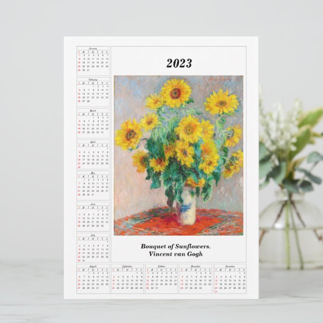 Sonnenblumenkalender 2023 Vincent van Gogh (Stehend Vorderseite)