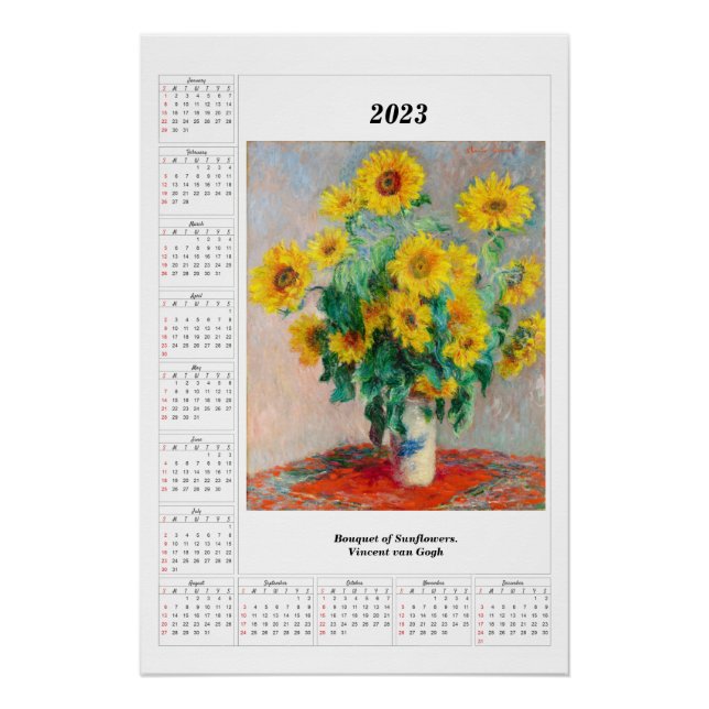 Sonnenblumenkalender 2023 Vincent van Gogh Poster (Vorderseite)