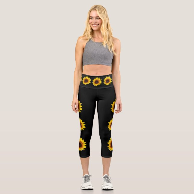 Sonnenblumenkapri-Leggings Capri Leggings (Vorderseite)