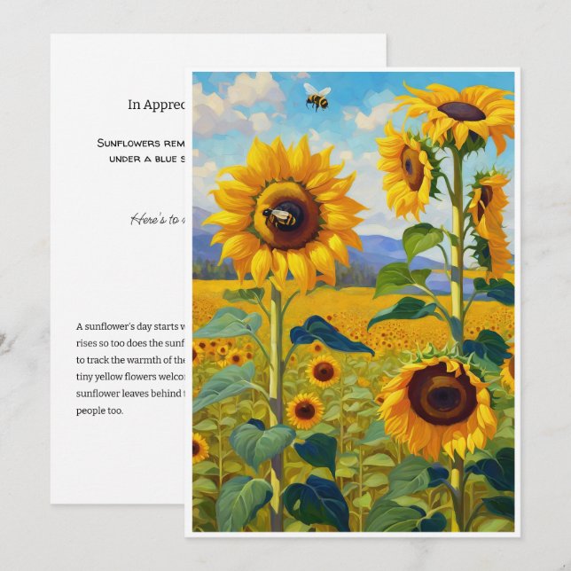 Sonnenblumenkarte Ein Pluspunkt Feiertagskarte (Vorne/Hinten)