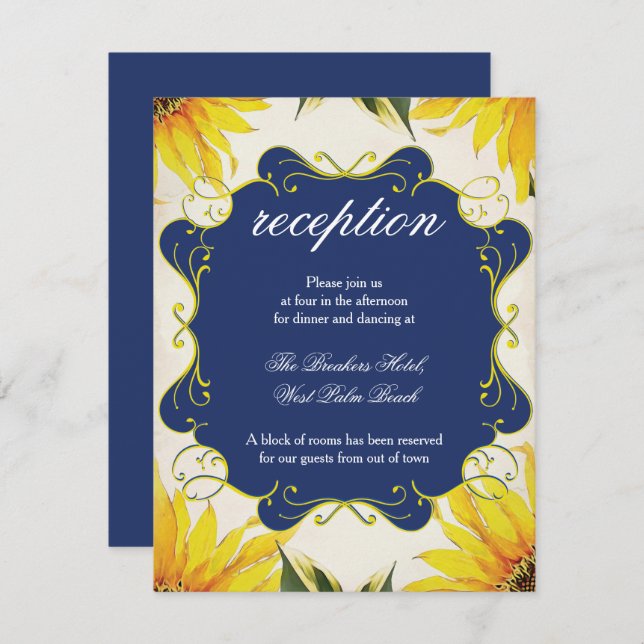 Sonnenblumenkarte - Einladungs-Set für Hochzeiten  Einladung (Vorne/Hinten)