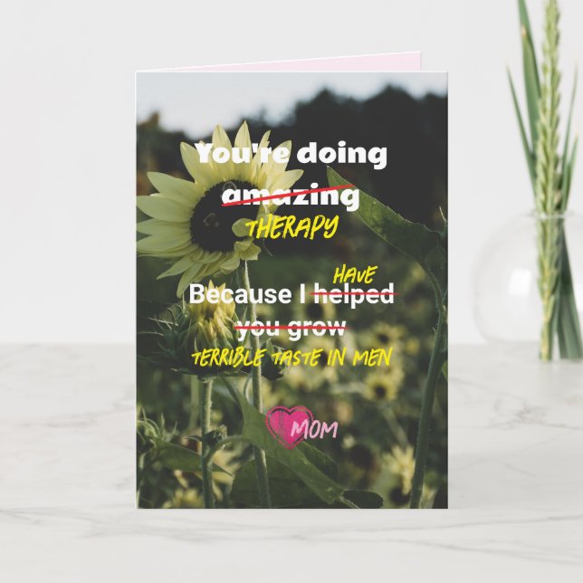 Sonnenblumenkarte von der Mama zur Kindertherapie Dankeskarte (Vorderseite)