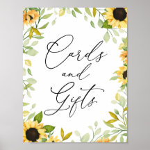 Sonnenblumenkarten und Geschenke Zeichen