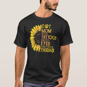 Sonnenblumenkatzenfische Mama mit Tattoos Hübsche T-Shirt