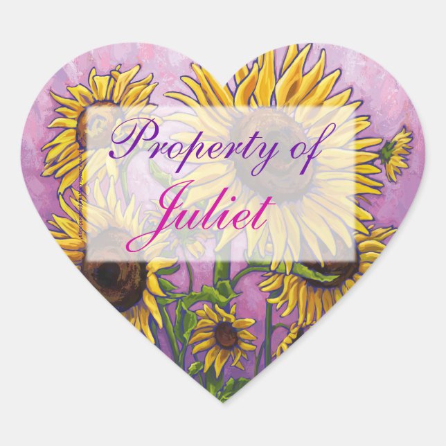 Sonnenblumenkernkleber Herz-Aufkleber (Vorderseite)