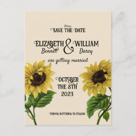 Sonnenblumenkerns Save the Date Vintag Postkarte