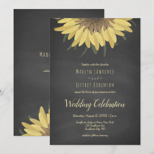 Sonnenblumenkhalkboard Rustikale Hochzeit Einladung