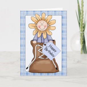 Sonnenblumenkids (Stiefel) Geburtstagsgrüße Karte