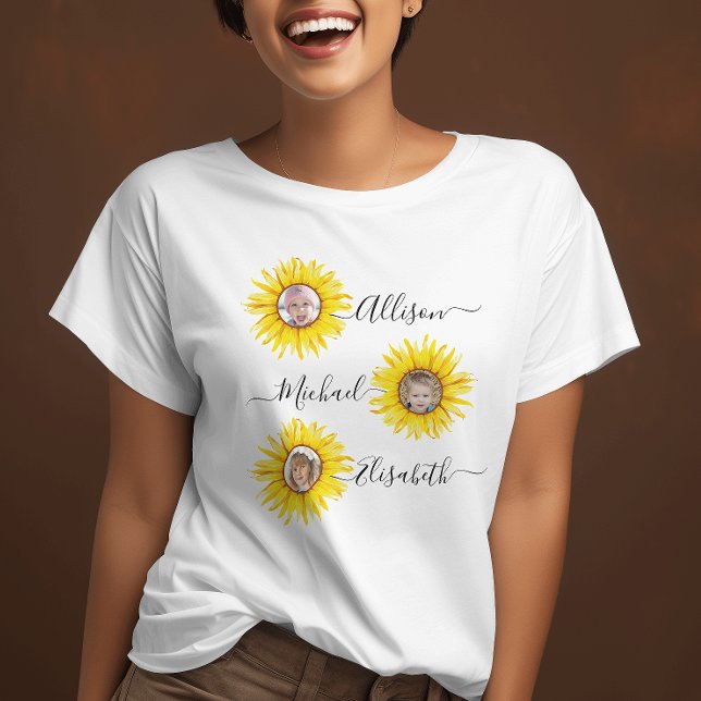 Sonnenblumenkinder | Enkelkinder-Foto T-Shirt (Von Creator hochgeladen)
