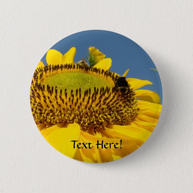 Sonnenblumenknopf Hummelebrot Sonnenblume Kunst Button (Vorderseite)