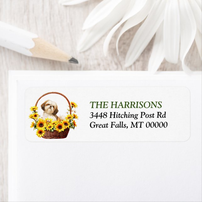 Sonnenblumenkorb Shih Tzu Dog Rücksendeadresse (Insitu)