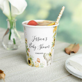 Sonnenblumenkranz Elefant Baby Shower Pappbecher
