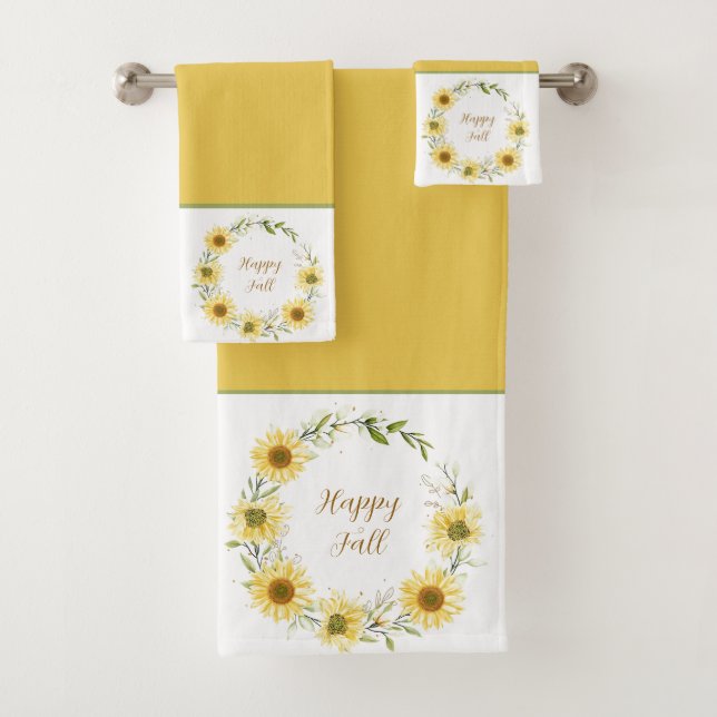 Sonnenblumenkranz mit individualisierbarem Textbad Badhandtuch Set (Insitu)