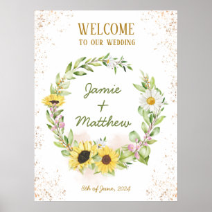 Sonnenblumenkranz Sommer Herbstglücklich Hochzeit  Poster