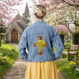 Sonnenblumenkreuz Jeansjacke