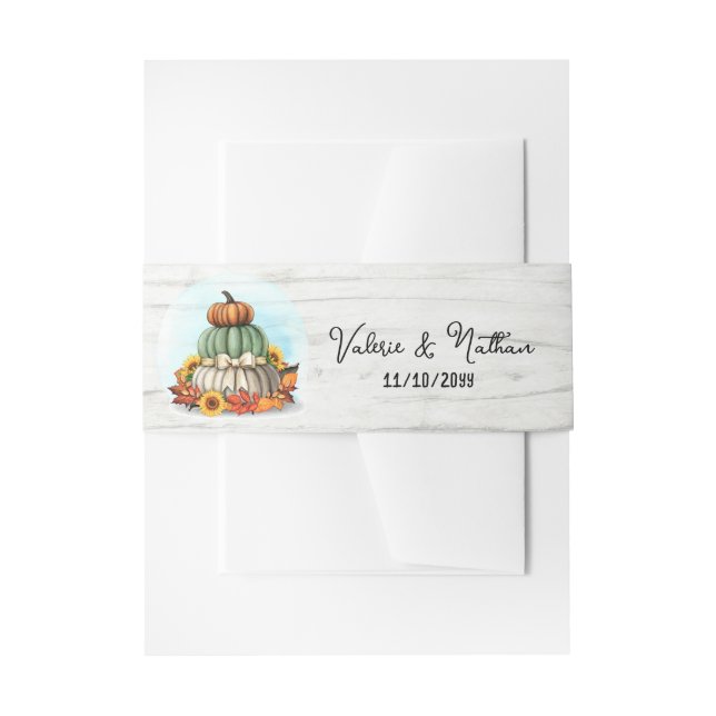 Sonnenblumenkürbis Rustikale Landfallernte Hochzei Einladungsbanderole (Vorderseite Beispiel)