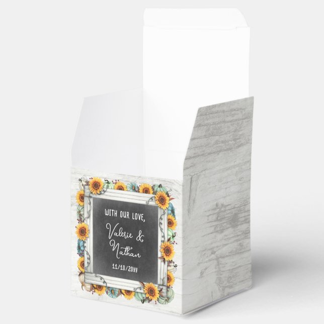 Sonnenblumenkürbis Rustikale Landfallernte Hochzei Geschenkschachtel (Geöffnet)