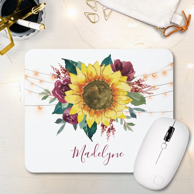 Sonnenblumenlichtblumen-Monogramm Mousepad (Von Creator hochgeladen)
