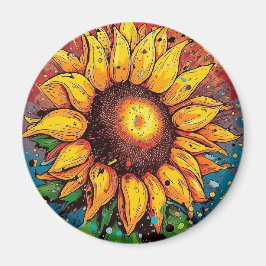 Sonnenblumenmagnet. Blume. farbenfroh Magnet