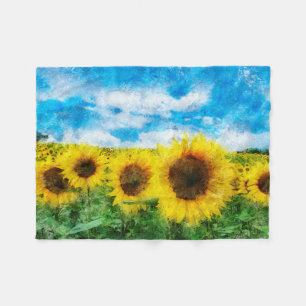 Sonnenblumenmalerei Fleecedecke