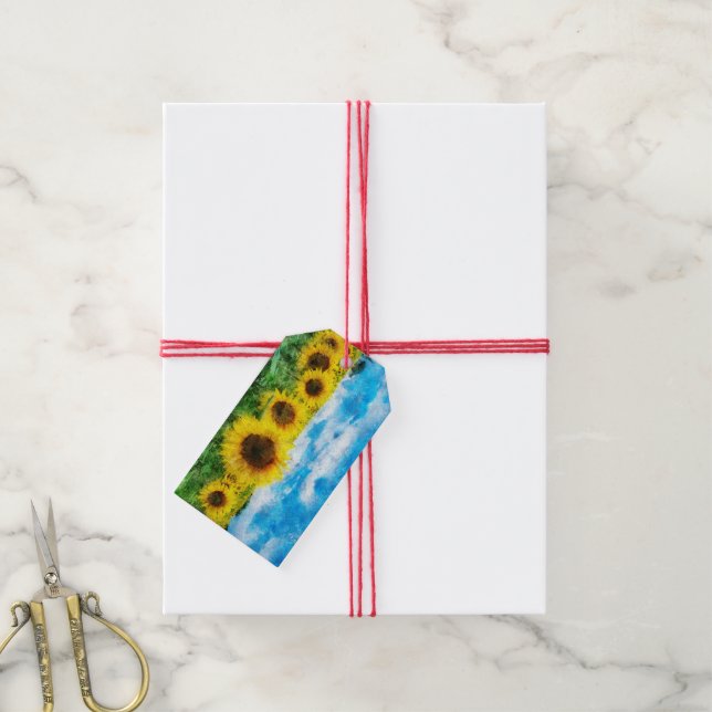 Sonnenblumenmalerei Geschenkanhänger (Mit Garn)
