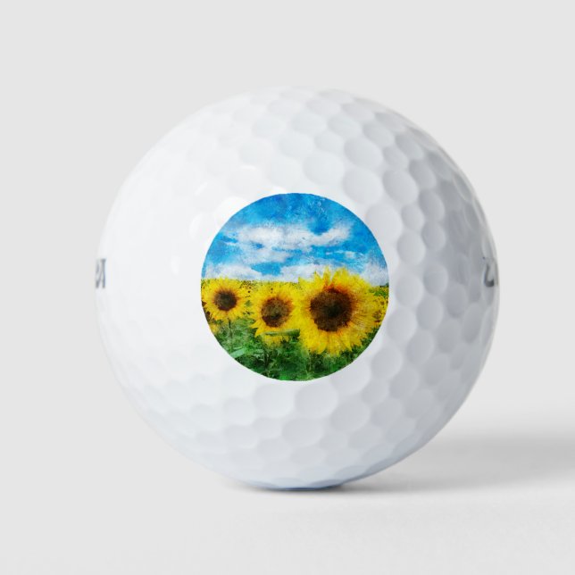 Sonnenblumenmalerei Golfball (Vorderseite)