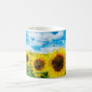 Sonnenblumenmalerei Kaffeetasse