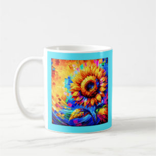 Sonnenblumenmalerei Lebendige Farben Sonnenblumenk Kaffeetasse