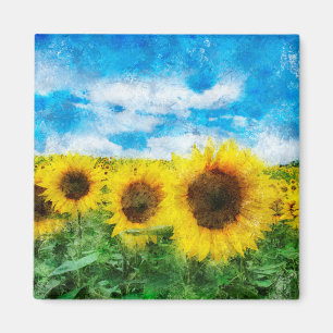 Sonnenblumenmalerei Magnet