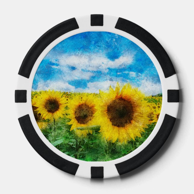 Sonnenblumenmalerei Pokerchips (Vorderseite)