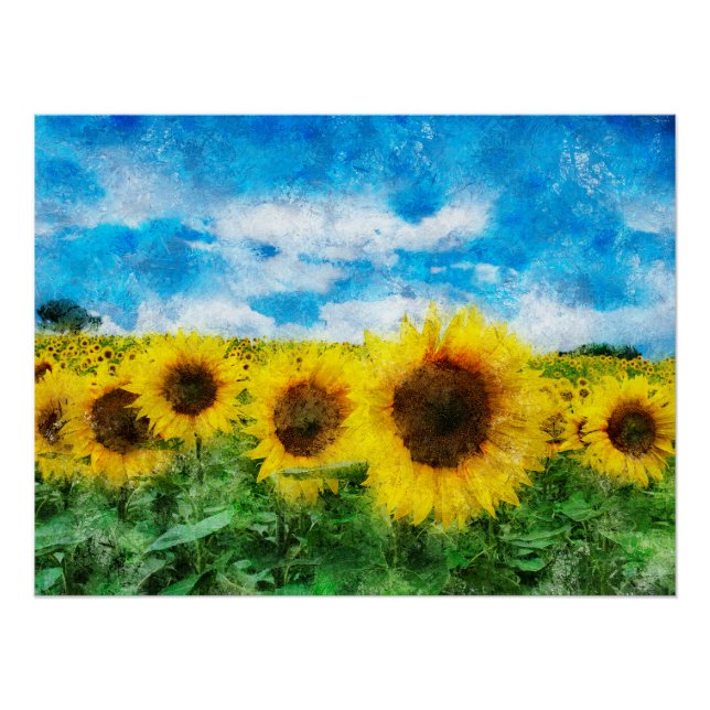 Sonnenblumenmalerei Poster (Vorderseite)