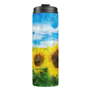 Sonnenblumenmalerei Thermosbecher