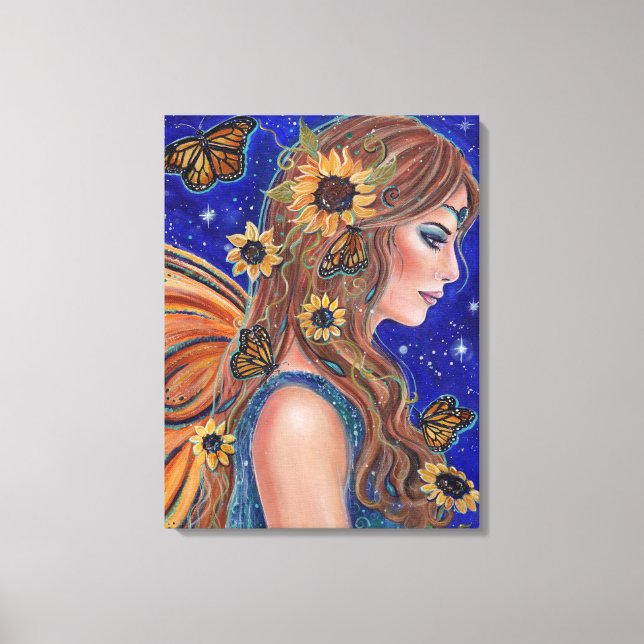 Sonnenblumenmärchen mit Schmetterlingskunst von Re Leinwanddruck (Vorderseite)