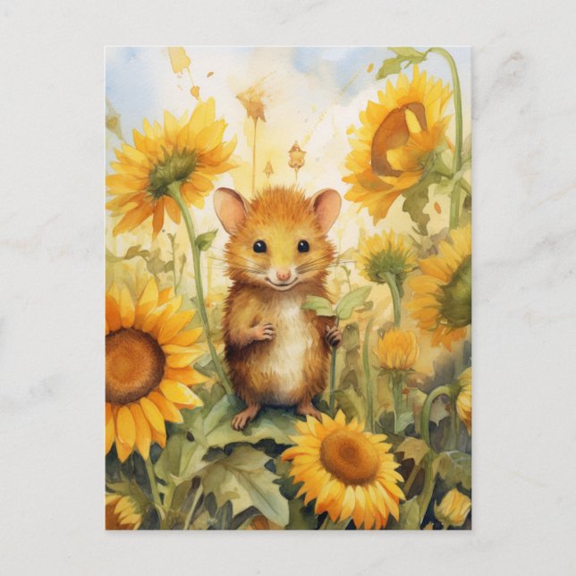 Sonnenblumenmaus Garten 17 von 17 Postkarte (Vorderseite)