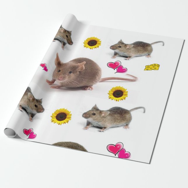 Sonnenblumenmaus Matte Wrapping Paper Geschenkpapier (Ungerollt)